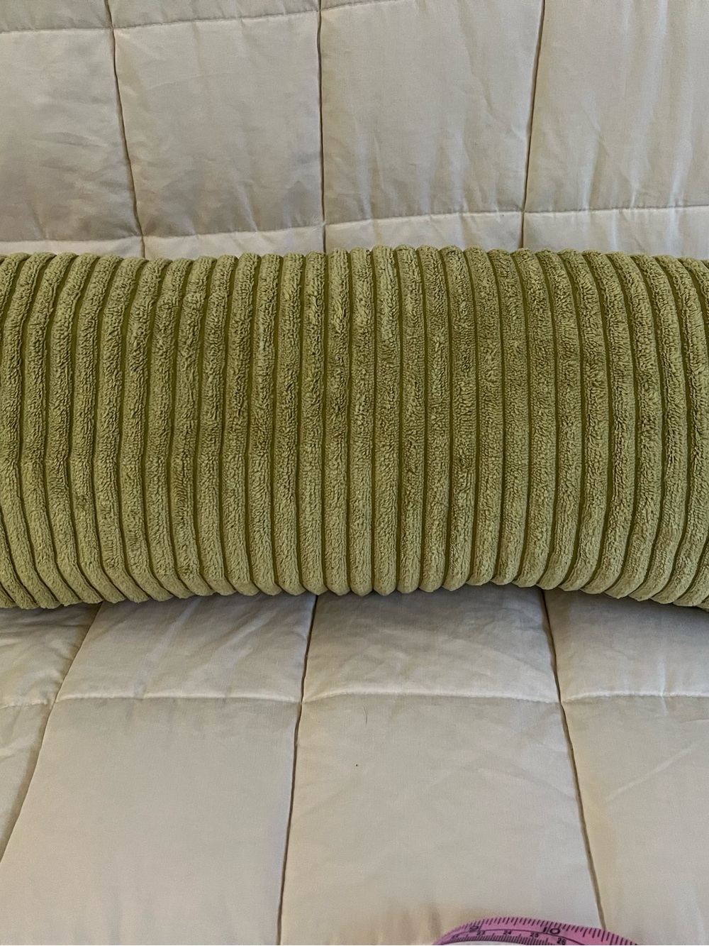 Asics Olive Green Ribbed Bolster Accent Pillow